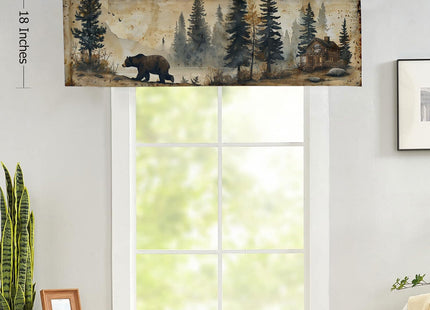 ZYQENGIMGA Rustic Cabin Bear Valance Curtains for Kitchen Farm Wildlife Vintage Camping Country Nature Window Valances for Kitchen Bedroom Bathroom Living Room 54 x 18 Inch, 1 Panel
