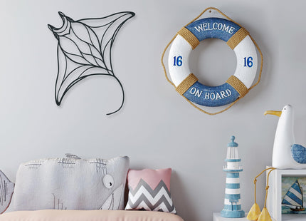 Xedatric Manta Ray Metal Wall Art, Nautical Ocean Decor