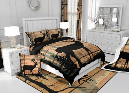 Feelyou Deer Moose Print Comforter Set Twin for Kids Boys Girls Bedding Set