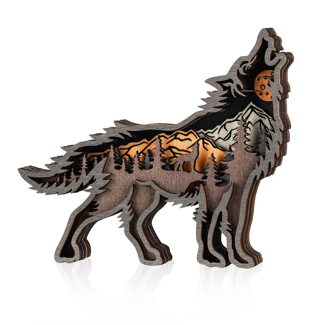 Laozai Wooden Forest Animals Wolf Decor Cabin Rustic Decor Wall Decorations Mountain decor for Bedroom Living Room Table Decorative