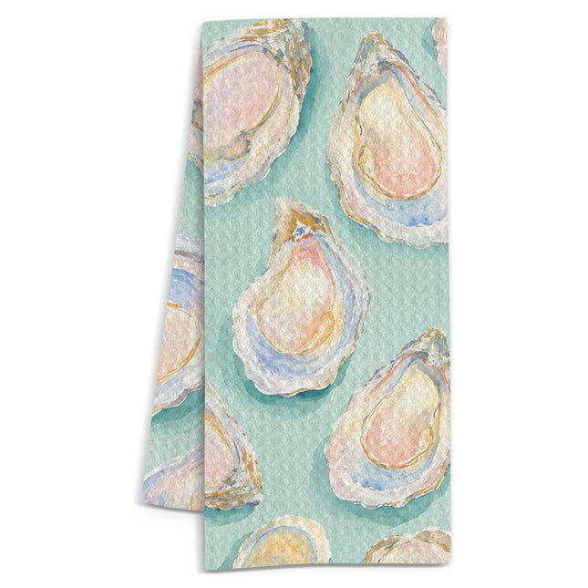 Watercolor Oyster Shell Hand Towel, Coastal Beach Bathroom Decor, 16x24