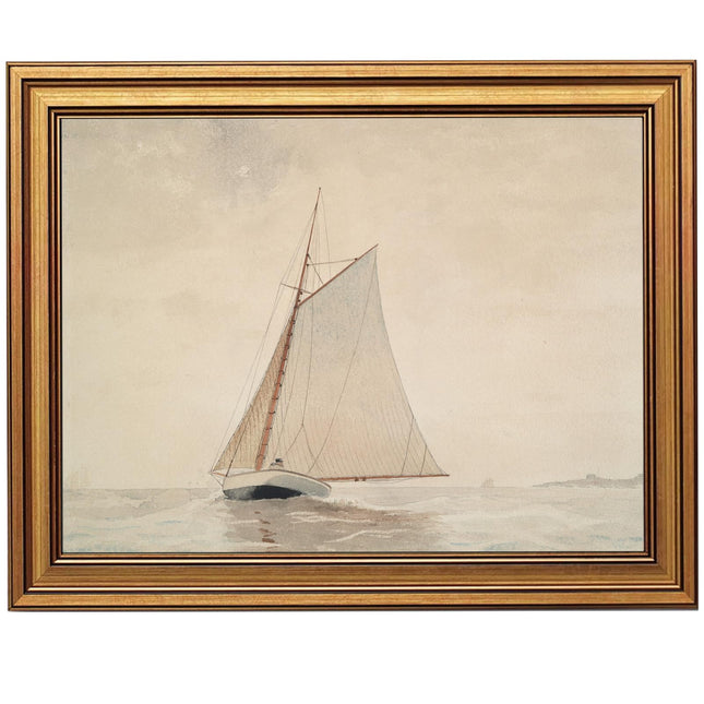 MakeRight Gold Framed Wall Art Vintage Wall Decor Sailboat Canvas Art Coastal Pictures Retro Paintings Impressionist Artwork Aesthetic Prints For Kitchen Bedroom Living Room