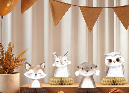 Woodland Baby Shower Centerpieces – 12 PCS Honeycomb Table Decorations, Forest Animal Baby Shower, Rustic Woodland Creatures Party Supplies