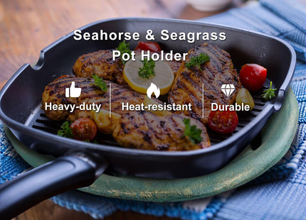 HomeHand Coastal Seahorse Cast Iron Trivet for Hot Dishes, Pots and Pans