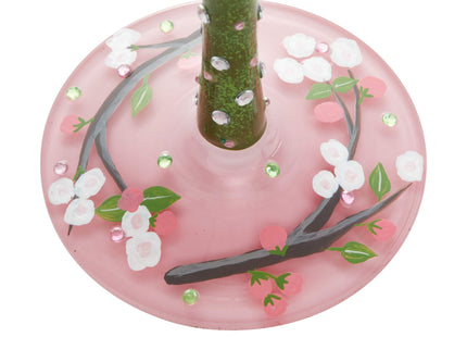 Enesco Designs by Lolita Cardinal Bird with Cherry Blossoms Beauty Artisan Hand-Painted Wine Glass, 15 Ounce, Multicolor