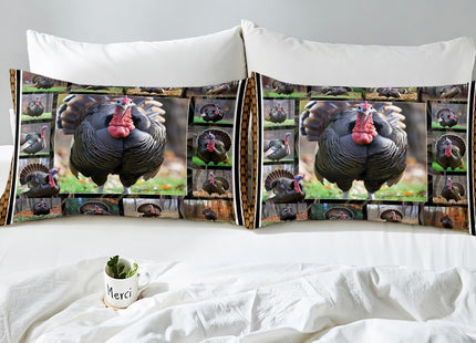 Erosebridal Turkey Duvet Cover Queen Size Wildlife Bird Pheasant Bedding Set Hunting Turkey Comforter Cover Farmhose Bird Chicken Bedroom Decor Quilt Cover for Adult Men Women