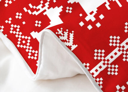 100% Cotton Christmas Knitted Pattern Duvet Cover King, Santa Clauses Deers Bedding Set For Adults, Winter Snow Flake Xmas Ho Comforter Cover, Scandinavian Elk Moose Bedroom Decor Quilt Cover