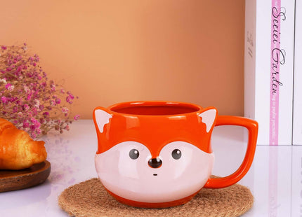 ToCooTo Fox Mug, Ceramic Coffee Mug, 14 oz, Orange
