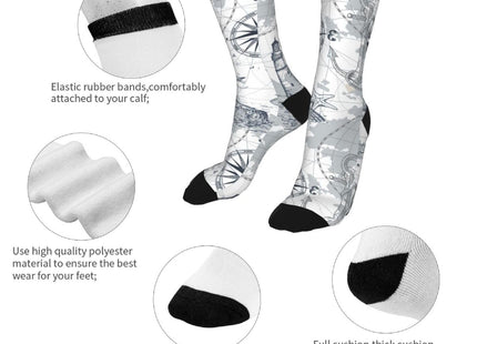 Aoojanu Submarine World, Lighthouse, Anchor ?¨º?Chart And Compass Men'S Novelty Crew Socks Casual Funny Crazy Dress Socks