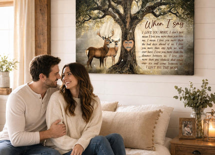 KiKiLuna Personalized Deer Couple Canvas Wall Art for Couple