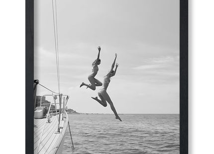 Poster Master Jumping Off a Boat Print - Sailboat Poster - Swimming & Diving Art - Black and White Photography Wall Design - Ocean or Beach House Coastal Decor - 8x10 UNFRAMED Wall Art