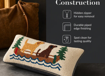 Mud Pie Canoe Hook Wool Pillow, Rustic Lodge Cabin Throw Pillow Decor