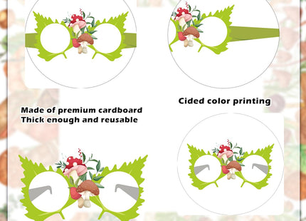 24PCS Mushroom Birthday Decorations Eyeglasses Wild Paper Glasses Birthday Party Supplies Decorations Woodland Animal Forest Party Favors Woodland Theme Photo Booth Props