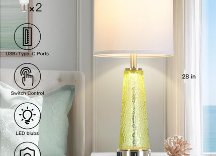 26" Tall Coastal Table Lamps for Living Room, Bedside Lamp for Nightstand