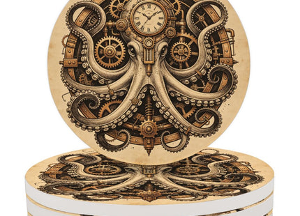 Mechanical Octopus Coasters for Drinks Set of 4, Ceramic Stone Cup Mat Water Absorb Spill Coaster with Non-Slip Cork Backing Cute Drink Coasters for Cup Kitchen Home Decor