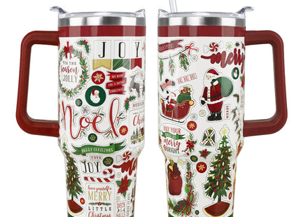 Christmas Tumbler 40oz Nutcracker Santa Reindeer Cup Winter Gift Women-1PCS