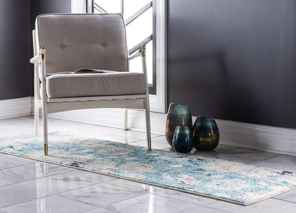 Unique Loom Positano Collection Coastal Modern Coral Lobster Shells Light Blue Runner Rug (3' x 10')