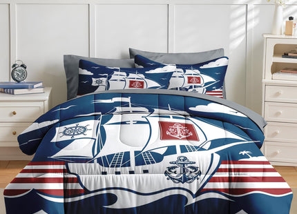 Nesker Twin Comforter Set with Sheets, 5 Pieces Nautical Anchor Bedding