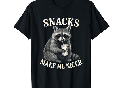 Snacks Make Me Nicer Raccoon Animal Sarcastic Saying Raccoon T-Shirt