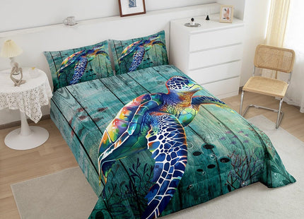Erosebridal Ocean Themed Bedding Full Cute Sea Turtle Comforter Set for Boys Girls, Coastal Animal Bedding Comforter Sets Underwater Wildlife Duvet Insert, Beach Cabin Quilted Comforter Lightweight