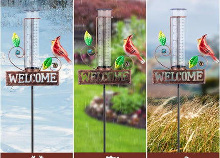 Stargarden Rain Gauge Outdoor, Metal Cardinal Rain Gauge