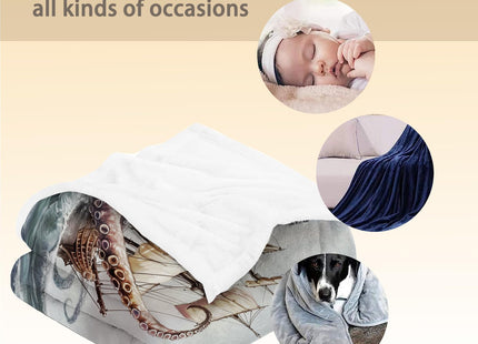 Ti Caldi Octopus Nautical Blanket - Ultra Soft, Lightweight Flannel Throw Blankets for Couch, Bed, Travel, Outdoor - Cozy, Fuzzy Animal Home Decor, for Adults Kids Men Boys 60×50 in