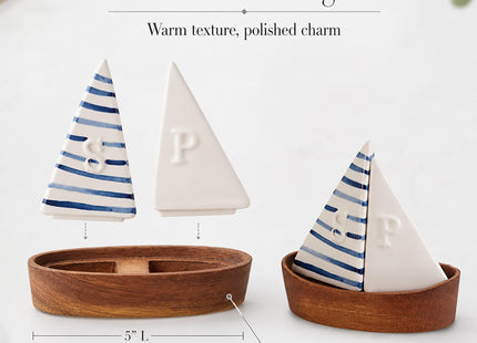 Mud Pie Sailboat Salt and Pepper Shaker Set