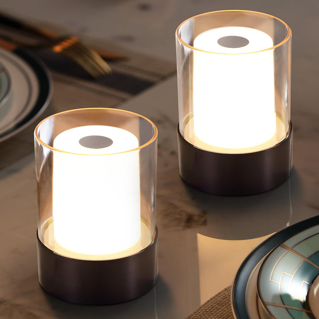 NEWSEE 4" Black Cordless Table Lamp Set of 2, Outdoor Rechargeable Lamp
