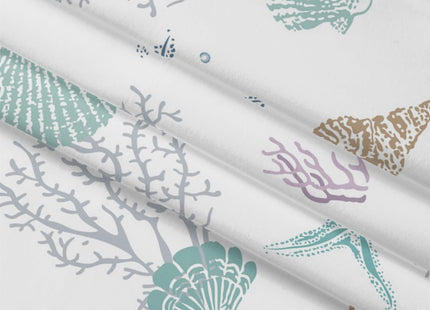 Coastal Starfish Seashell Shower Curtain Nautical Beach Theme 72Wx72L