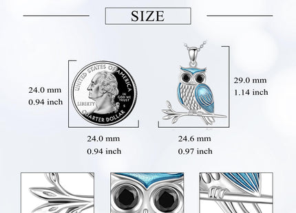 LWQQWL Owl Necklace for Women 925 Sterling Silver Owl Pendant Necklaces Cute Animal Jewelry Gifts