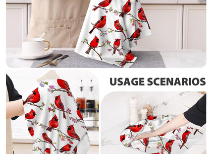 Pintukee Red Cardinal Kitchen Towels Set of 2 Christmas Dish Towels Absorbent Tea Hand Towel for Baking Cooking, Cardinal Lovers Gifts for Women, Winter Kitchen Christmas Decor