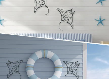 Xedatric Manta Ray Metal Wall Art, Nautical Ocean Decor