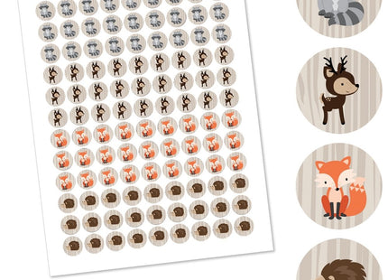 Woodland Creatures Party Favors - Round Candy Stickers - 108pc