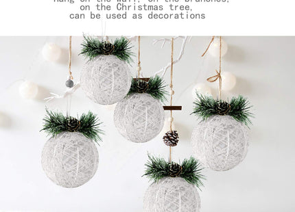Christmas Ball Ornaments, 4pc Set White Pinecone Rattan Thread String Christmas Tree Ornament Xmas Trees Wedding Party Decorations