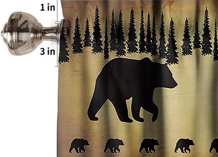 SXXLDNG Cabin Curtain Valance for Windows Black Bear Country Style Pine Tree Silhouettes Kitchen Windows Valances Window Treatment Short Topper Curtains for Kitchen Living Room 1 Panel,54x18 inch