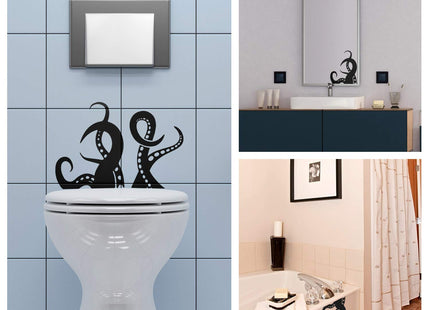 Outus 15 Pieces Kraken Octopus Toilet Tentacles Wall Decals Decor Sticker Octopus Home Decal Black Sea Creature Wall Art Sticker Tentacles Bathroom Kraken Decal for Toilet Seat