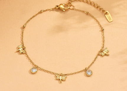 Dabovos Dragonfly Bracelet for Women 18K Gold Plated Dragonfly CZ Bracelets