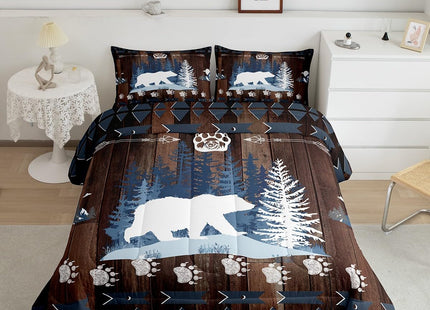Feelyou Bear Cabin Wildlife Comforter Set Toddler Size Boys Bedding