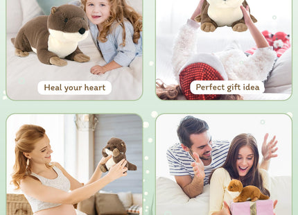 MaoGoLan 4pc River Otter Stuffed Animal with 3 Babies Inside-24in Giant Lifelike Soft Otter Plush Toys-Cuddly Wildlife Stuffed Animal for Kids