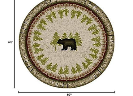 Cozy Cabin Birch Bear Non Skid 4'Round Area Rug