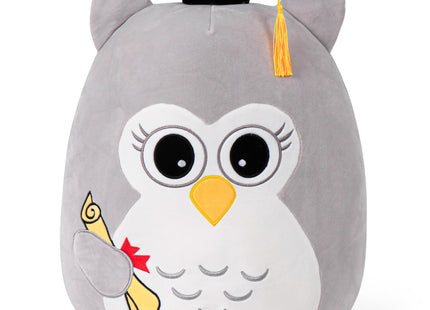 OurHonor Graduation Owl Plush 18in, Grey Owl Stuffed Animal with Cap