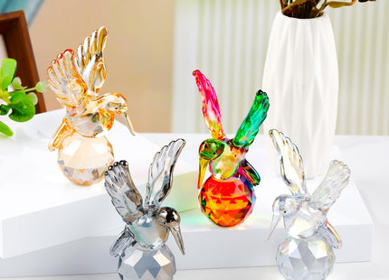 YHWL Clear Crystal Hummingbird Figurine, Glass Hummingbird Gifts for Women