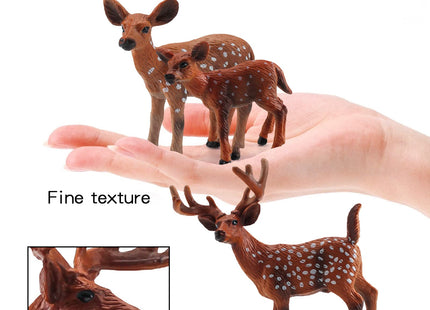 WONWONTOYS Forest Wildlife Toy Set White Tailed Deer Figures Spotted Deer Whitetail Christmas Scene decorationCake Decoration Children's Cognitive Toys