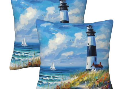 Ecixzyo Lighthouse Throw Pillow Covers 18x18 Set of 2 Square Pillow Case for Home Decor Couch Room