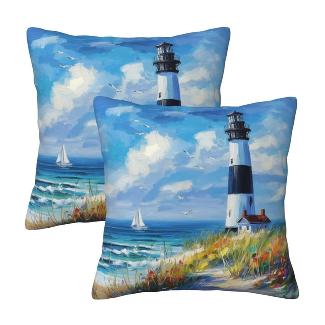 Ecixzyo Lighthouse Throw Pillow Covers 18x18 Set of 2 Square Pillow Case for Home Decor Couch Room