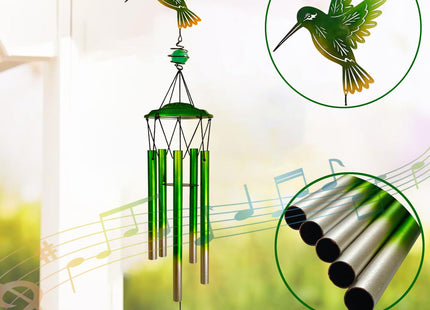 Hummingbird Wind Chimes, Outdoor Metal Wind Chimes Decor for Outside/Indoors, Home, Lawn, Porch, Patio, Gifts,Garden,Yard Decoration (Green Hummingbird)