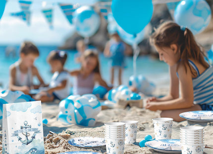 Nautical Birthday Party Decorations Set - Nautical Party Decorations, Plates, Napkins, and Forks for 20 Guests - Nautical Themed Disposable Tableware and Birthday Decorations
