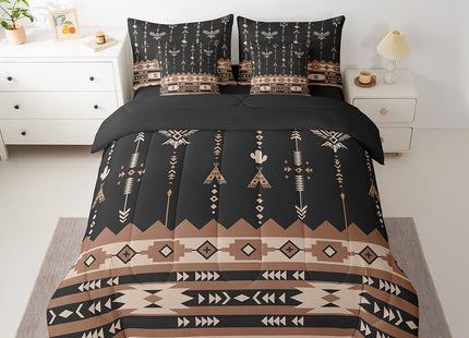 Feelyou Rustic Lodge Cabin Comforter Set with Sheets,Western Southwestern Aztec 7 Piece Bedding Set Twin Size,Boys Girls Bedroom Room Decor,Bohemian Bed in a Bag,Western Farmhouse Bed Set