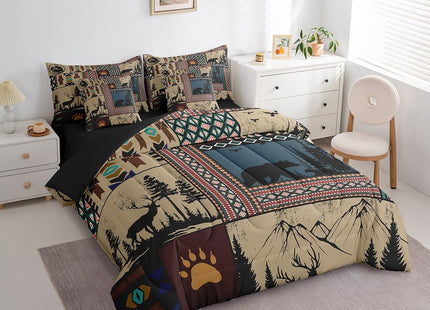 Feelyou Kids Bear Deer Comforter Set with Sheets Full Size Wild Animal 7 Pieces Bedding Set for Boys Girls Bedroom Decor Rustic Cabin Country Western Farmhouse Hunting Southwestern Bed in a Bag Soft