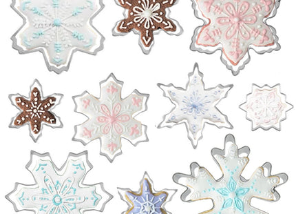 Comais Christmas Snowflake Shaped Cookie Cutters Set Stainless Steel 10Pcs